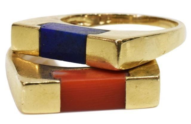  2 ESTATE 14K YELLOW GOLD RED 3c1d82