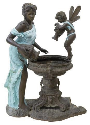 PATINATED BRONZE FOUNTAIN W LADY 3c1d88