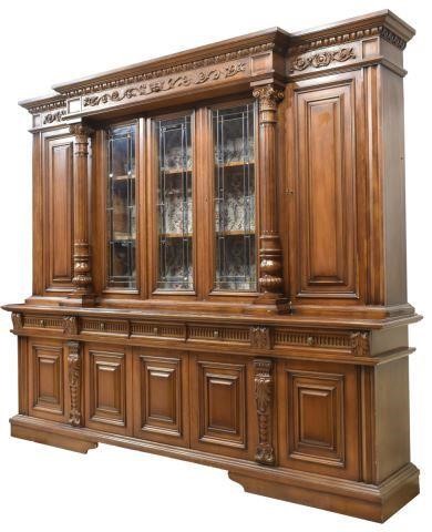 ITALIAN BOOKCASE W/ STAINED & LEADED
