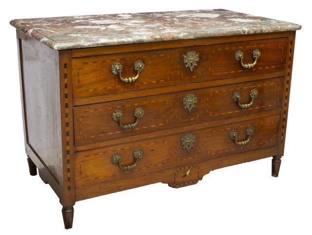 FRENCH LOUIS XVI MARBLE TOP INLAID 3c1dac