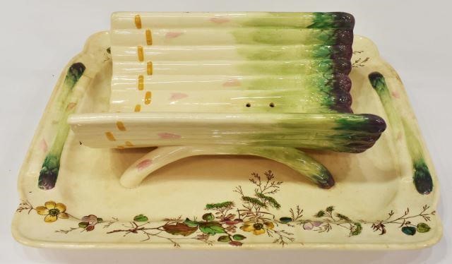 FRENCH MAJOLICA ASPARAGUS SERVING 3c1ddd