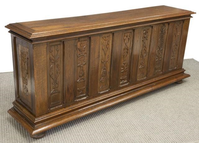 FRENCH CARVED OAK STORAGE CHEST 3c1dfb