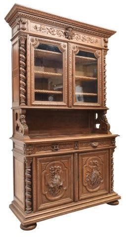 FRENCH HENRI II STYLE CARVED OAK