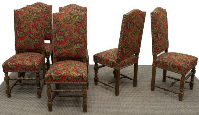  6 FRENCH LOUIS XIII STYLE UPHOLSTERED 3c1e09