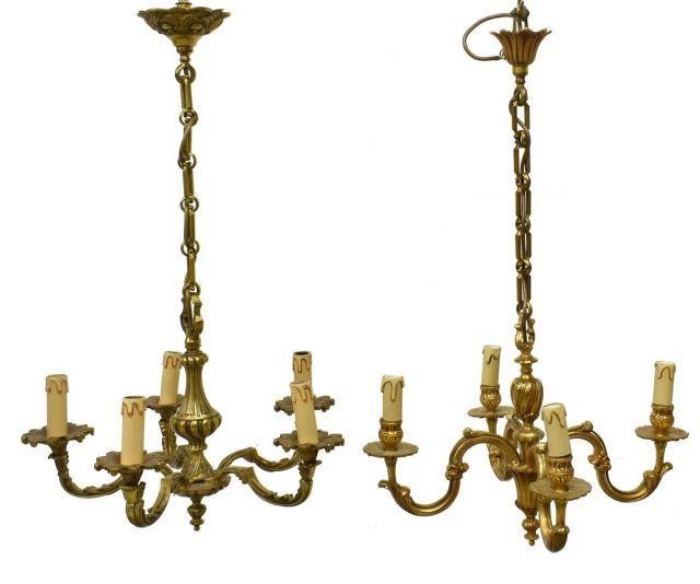  2 CONTINENTAL GILT METAL CHANDELIERS lot 3c1e31