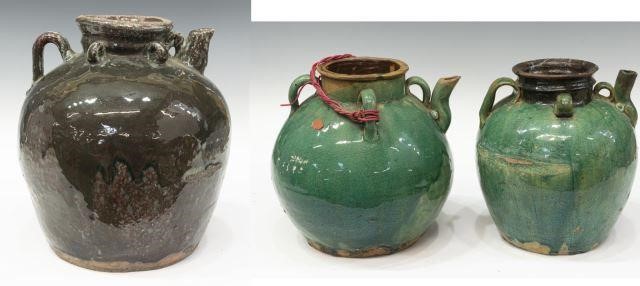 (3) CHINESE GREEN GLAZED CERAMIC