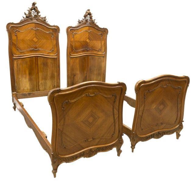 (2) LOUIS XV STYLE CARVED WALNUT