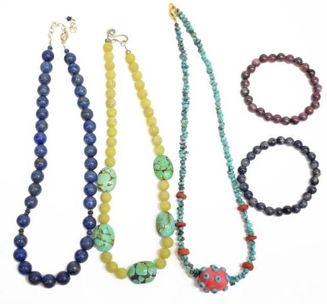  5 COLLECTION OF BEADED NECKLACES 3bf79b