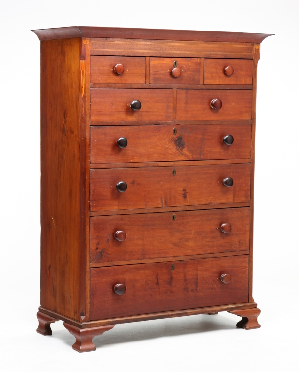 AMERICAN TALL CHEST. Ca. 1800,