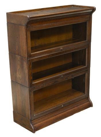 AMERICAN OAK THREE-STACK LAWYERS BOOKCASE