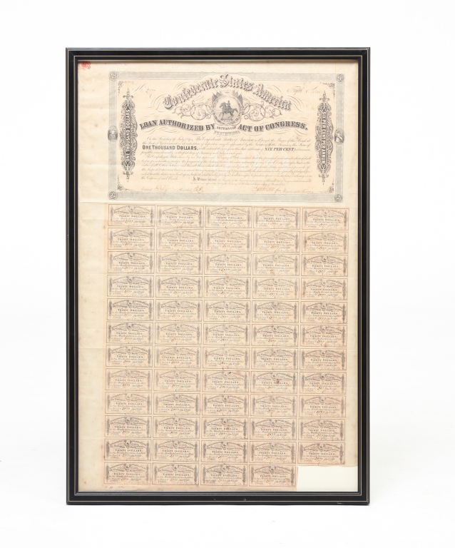 SHEET OF CONFEDERATE BOND NOTES  3bf81d