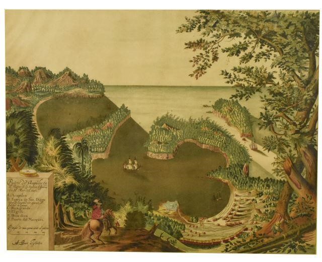 HAND COLORED LITHOGRAPH MAP PUERTO 3bf82b