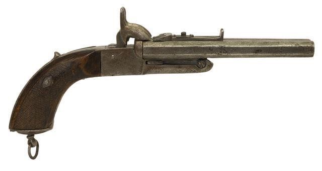 DOUBLE BARREL PIN FIRE PISTOL, 19TH