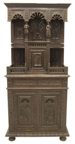 FRENCH BRETON CARVED OAK BUFFET 3bf876