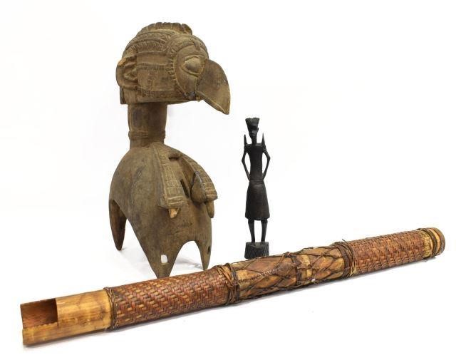 (3) HAND CARVED AFRICAN BIRD FIGURE,