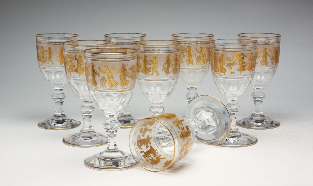 NINE VAL ST LAMBERT WATER GOBLETS  3bf97f