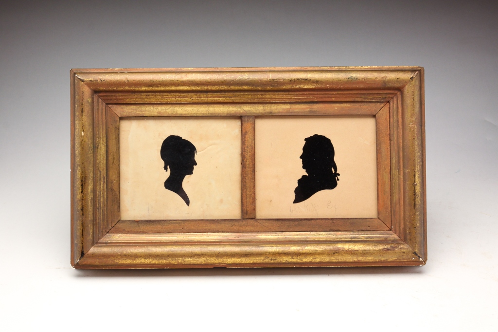 TWO FRAMED HOLLOW CUT SILHOUETTES  3bf99b