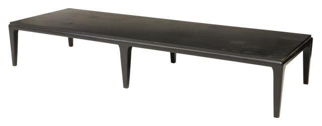 MODERN EBONIZED COFFEE TABLE, 73"WModern