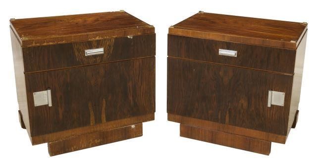  2 FRENCH ART DECO ROSEWOOD NIGHTSTANDS pair  3bf9d1
