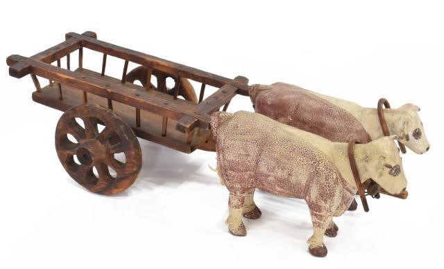 AMERICAN FOLK ART CARVING TWO OXEN 3bf9f7