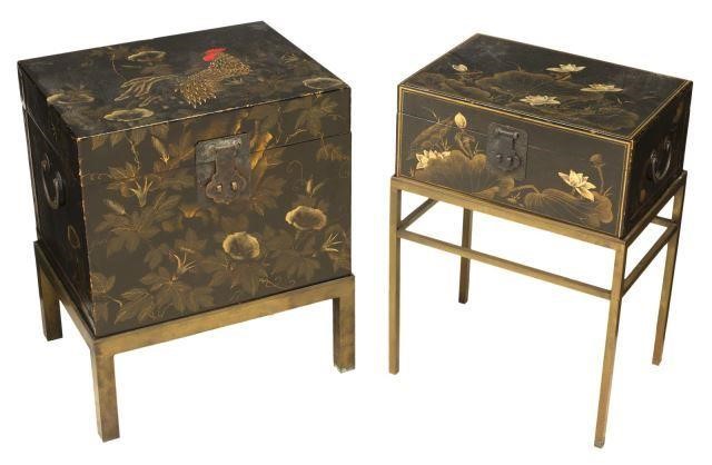 (2) CHINESE PARCEL GILT LACQUERED