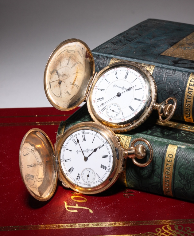 TWO 16S HUNTING CASE POCKET WATCHES.