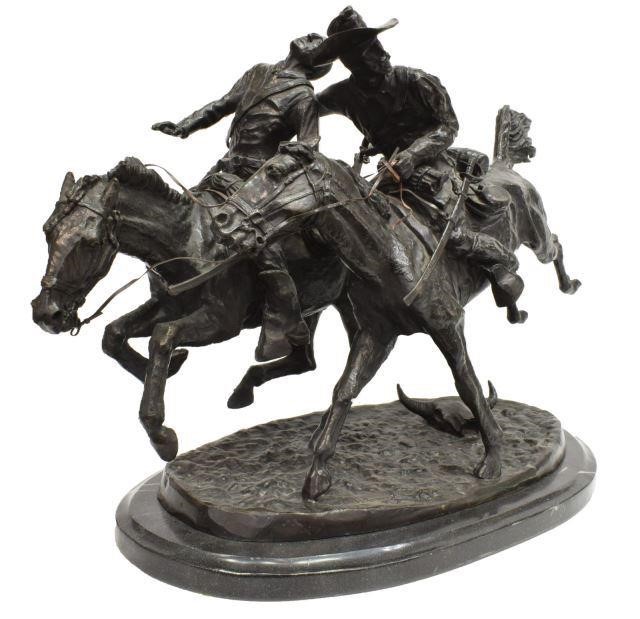 'WOUNDED BUNKIE' WESTERN BRONZE