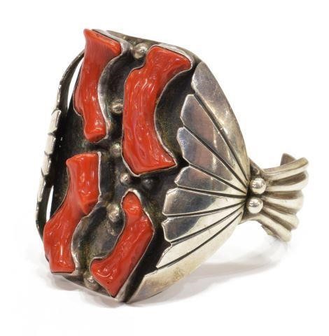 FRED BACA NAVAJO STERLING CORAL 3bfc26