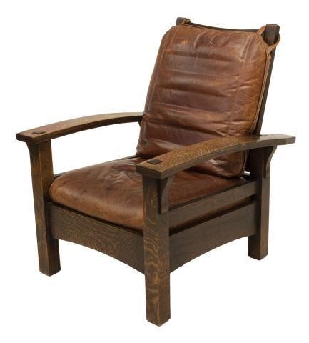 CRAFTSMAN STYLE OAK RECLINING ARMCHAIRArts 3bfc3f