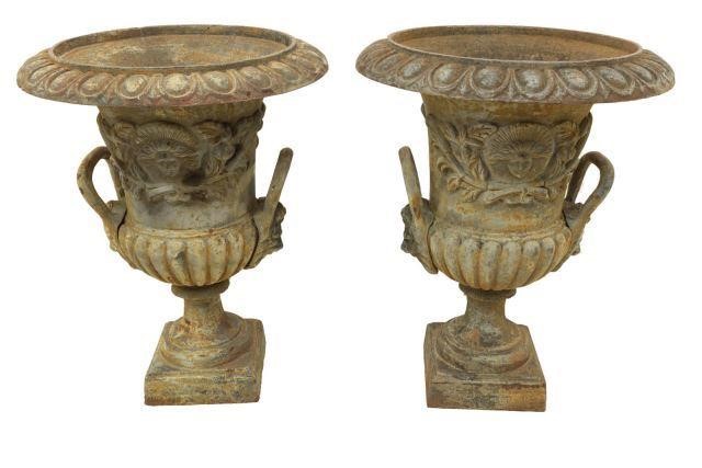  2 CAMPAGNA FORM CAST IRON PLANTERS  3bfc62