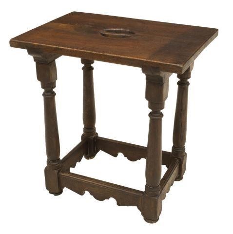 SPANISH CARVED WALNUT STOOL, LATE