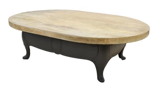 COFFEE TABLE THICK WOOD TOP ON 3bfd47