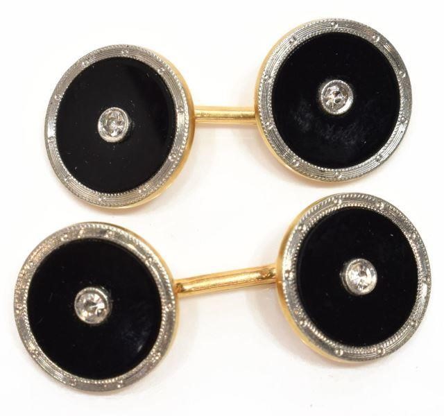 (2) 14KT, PLATINUM, ONYX & DIAMOND