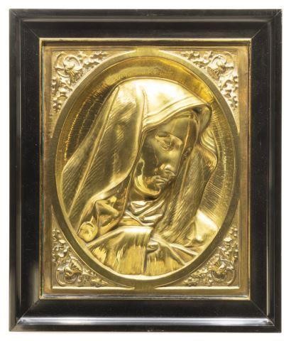 RELIGIOUS MADONNA REPOUSSE BRASS 3bfdc2