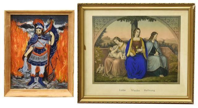 (2) RELIGIOUS ART, REVERSE PAINTING