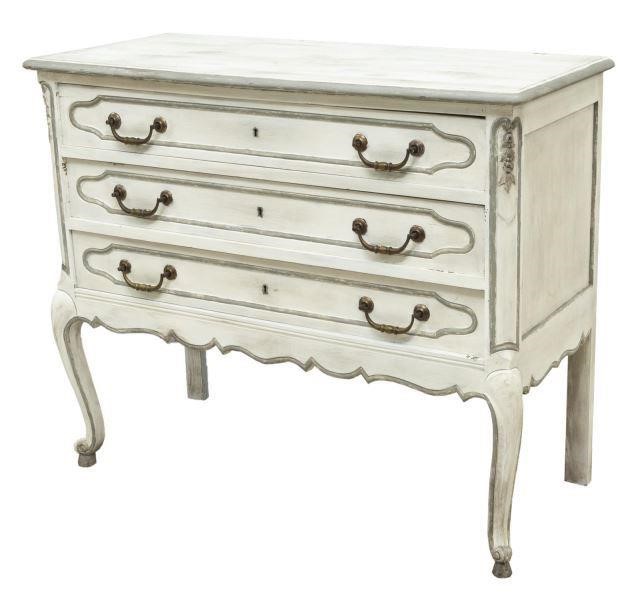 LOUIS XV STYLE WHITE PAINTED COMMODE,