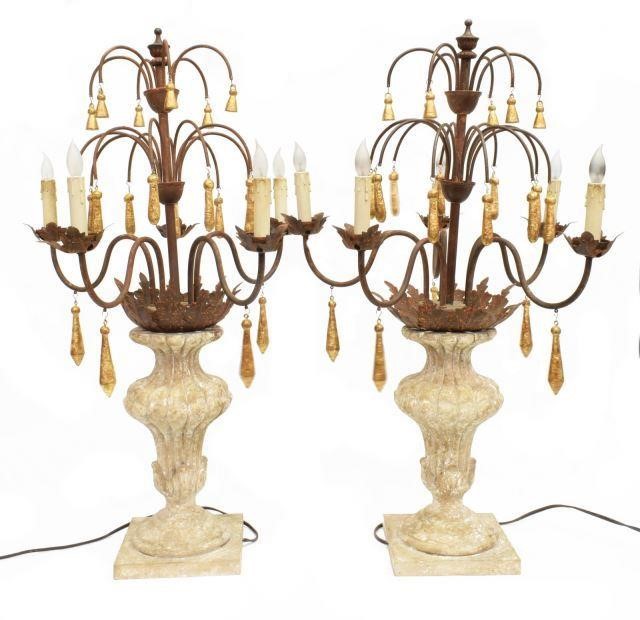  PAIR FIVE LIGHT CANDELABRA TABLE 3bfe43