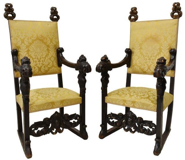 (2) FINE VENETIAN BAROQUE REVIVAL THRONE