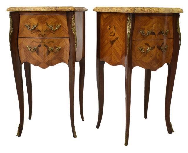  PAIR LOUIS XV STYLE MARQUETRY 3bfe66
