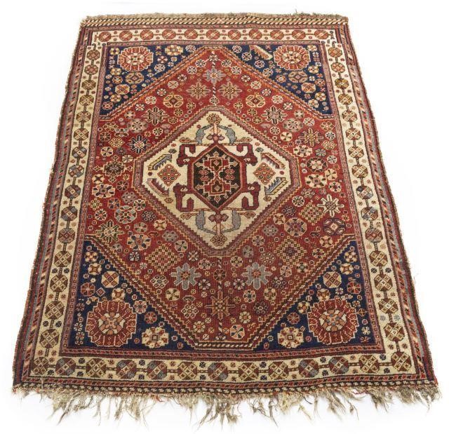 HAND-TIED PERSIAN SHIRAZ WOOL RUG, 47