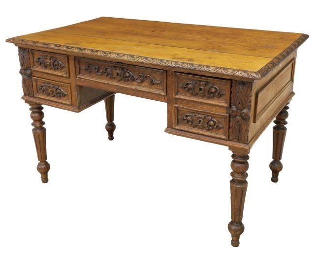 FRENCH OAK WRITING DESK LIBRARY 3bfeb3