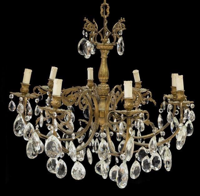 ITALIAN CRYSTAL GILT METAL 8 LIGHT 3bfee6