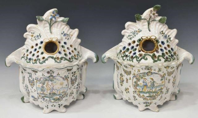  2 FRENCH FAIENCE BOUQUETIERE 3bfee8