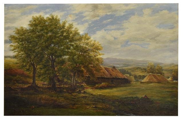 LANDSCAPE WITH COTTAGES PAINTING 3bfef6