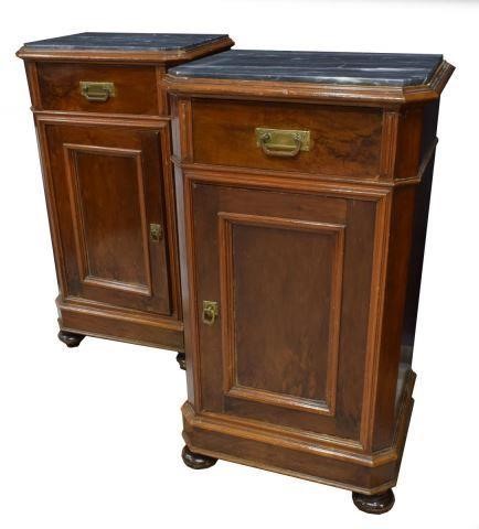 (2) LOUIS PHILIPPE MARBLE-TOP WALNUT