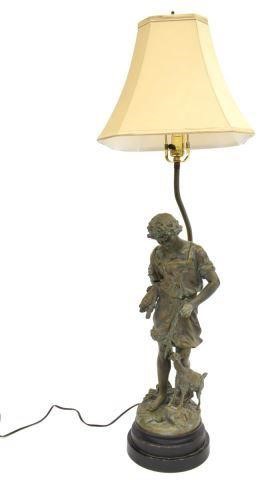 SPELTER SHEPHERD SCULPTURE SINGLE LIGHT 3bff28