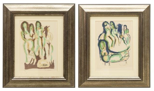 (2) FEMALE NUDE LITHOGRAPHS, SIGNED