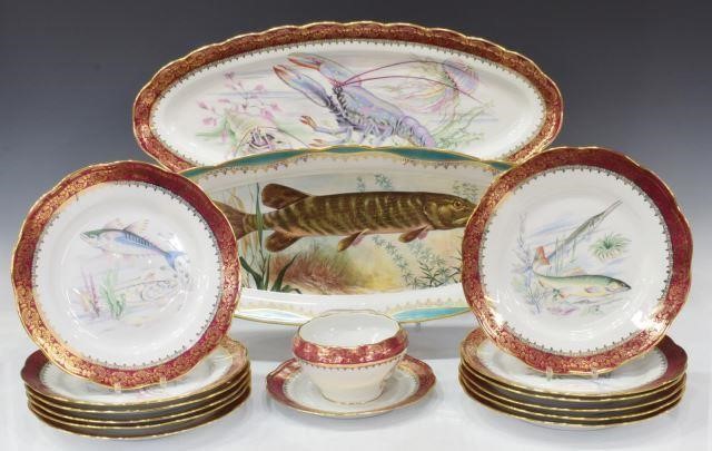 (15) FRENCH PARCEL GILT PORCELAIN