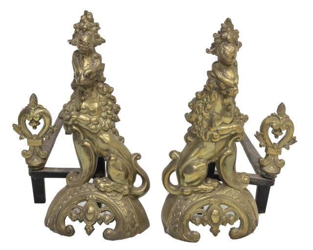 (2) FRENCH FIGURAL LION CHENETS