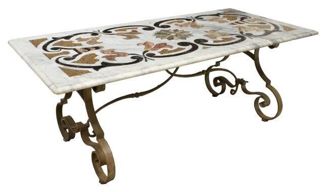 LARGE PIETRA DURA MARBLE-TOP TABLE